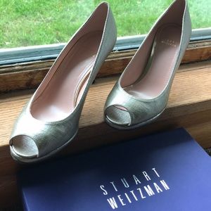 Stuart Weitzman Idpolly Stone Summer Linen heels